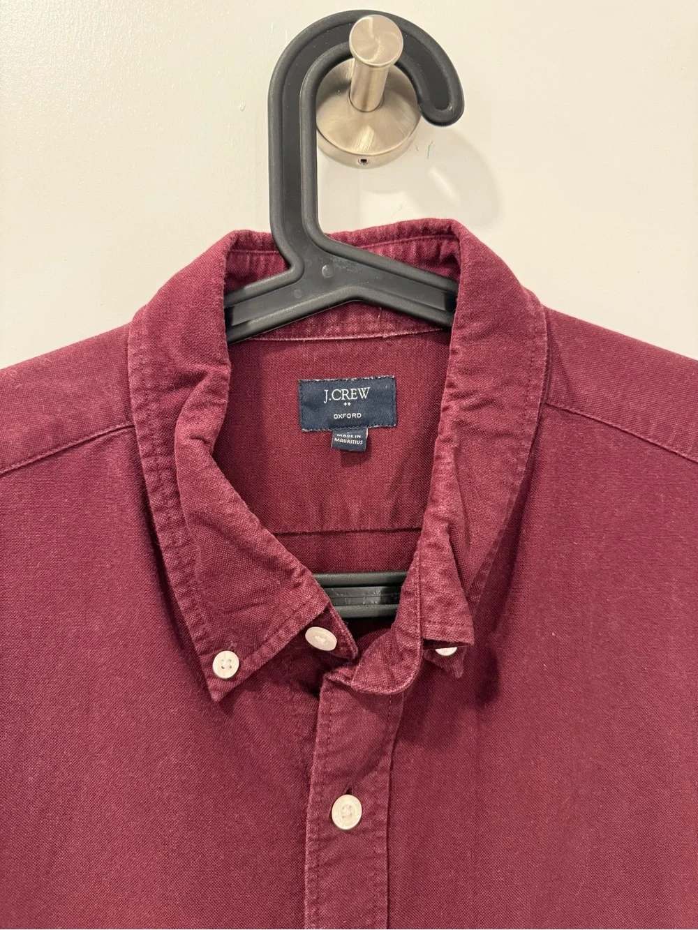 J. Crew Short Sleeve Button-Down Shirt in Burgundy